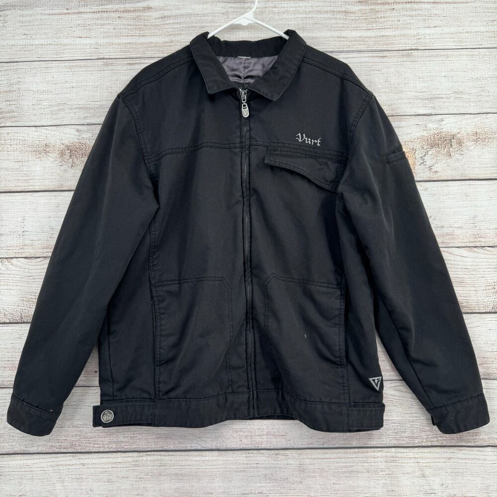 Vurt Full Zip Embroidered‎ Bomber Jacket Men's Size XL Black Skate Surf